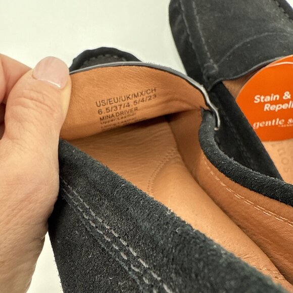 Gentle Souls Women’s Size 6.5 Mina Driver Black Suede Slip On Flats Shoes Comfy - Picture 5 of 8